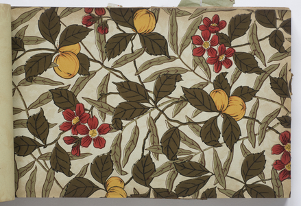 Page from a wallpaper sample book, 1885-90 (surface roller or hand block printed paper)