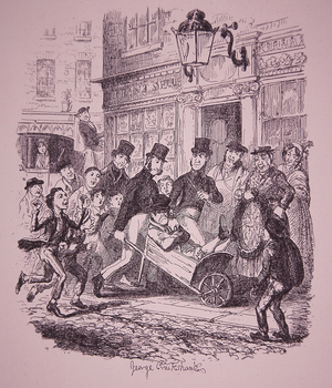 Pickpocket captured by police, early 19th century (engraving)