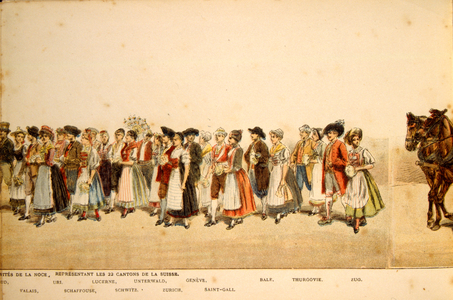 Illustration of the 1889. Fête des Vignerons (Winegrowers Festival) in Vevey. Switzerland.
