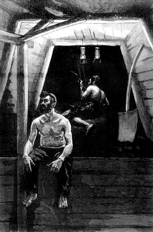 Foremen working in coal mine, engraving, c. 1890