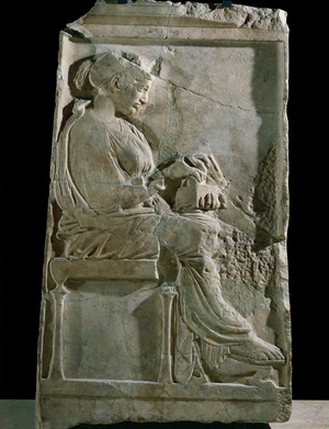 Phillis, daughter of Cliomened, sitting with a small box in her hand …