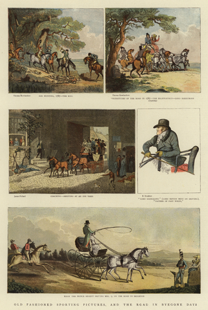 Old Fashioned Sporting Pictures, and the Road in Byegone Days (colour litho)