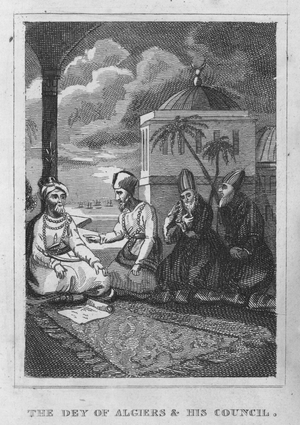 The Dey of Algiers and his council (engraving)