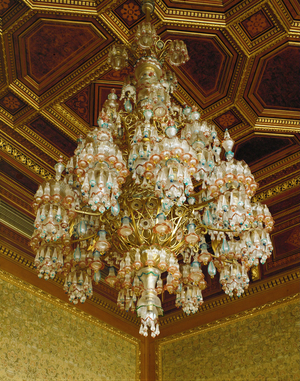 Chandelier in the red hall, chandelier designed by architect Schmidt …