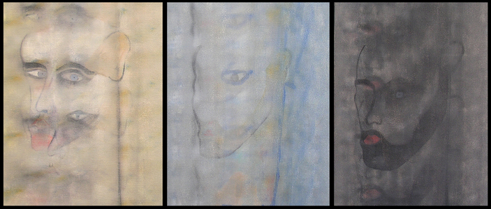 Triple autoportrait, 2000 (oil on 3 juxtaposed canvas)