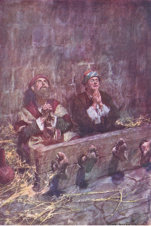 Paul and Silas in prison, from The Bible Story published by Hodder & Stoughton, c.1930 (colour litho)