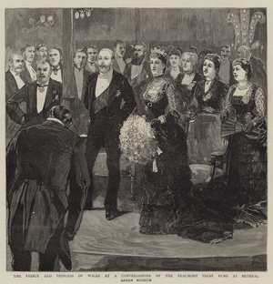 The Prince and Princess of Wales at a Conversazione of the Beaumont Trust Fund at Bethnal Green Museum (engraving)