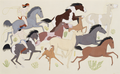 Untitled (Horses), 1930-1939 (tempera on wove paper)
