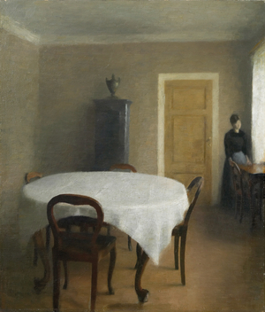 Interior, the Dining Room in Hammershøi's Childhood Home, Frederiksberg Allé, 1891 (oil on canvas)