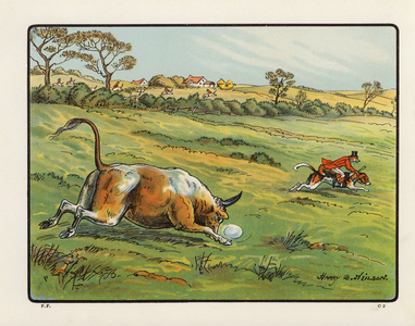 Illustration for The Fox's Frolic, or A Day with the Topsy Turvy Hunt (colour litho)