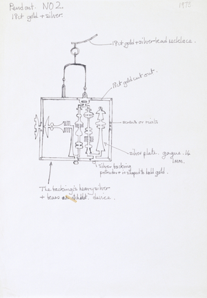 Untitled study for pendant, 1973 (pen & ink on paper)