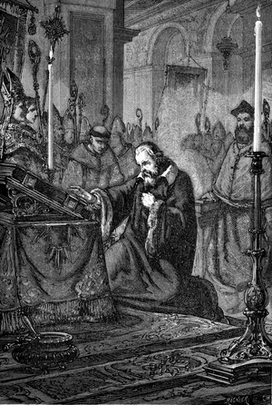 Galilei Galileo recanting, 1880 (engraving)