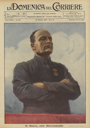 The Duce, in the tenth anniversary (colour litho)