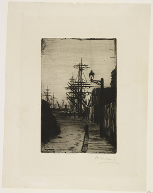 Docks, 19th century (etching)
