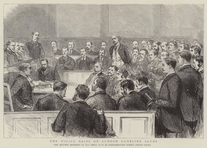 The Police raids on London Gambling Clubs (engraving)