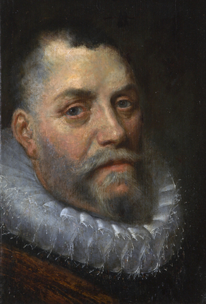 Head of a man in a cartwheel ruff, c.1600-30 (oil on panel)