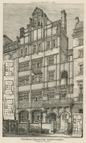 New house, Queen's Gate, South Kensington, London (engraving)