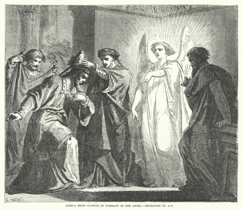Joshua being clothed by Command of the Angel, Zechariah III, 1-5, c.1880 (engraving)