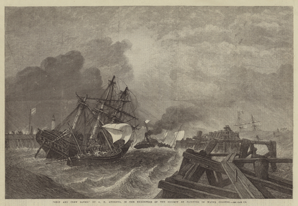 "Ship and Crew saved," in the Exhibition of the Society of Painters in Water Colours (engraving)