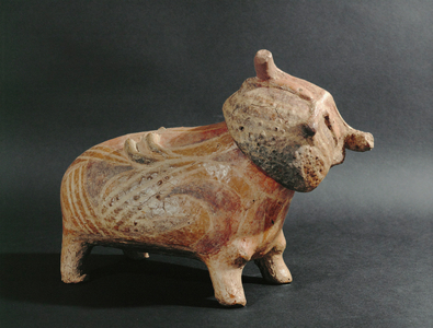 Vessel in the form of a winged man-bull (terracotta)