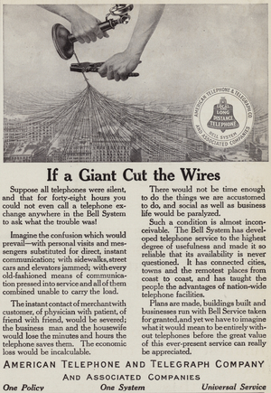 Advertisement for the American Telephone and Telegraph Company (litho)