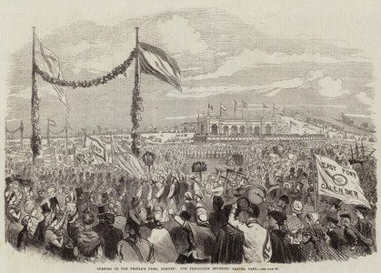 Opening of the People's Park, Dundee, the Procession entering Baxter Park (engraving)