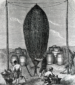 The filling of a balloon