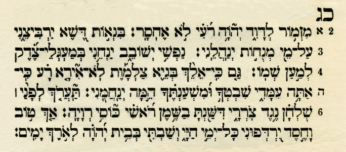 Psalm 23 - the Lord is my Shepherd in  Hebrew script