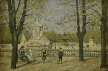 Place de la Concorde, view from the Tuileries terrace, ca. 1880 (oil on wood)