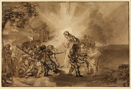 Taking of Christ (pen and ink, watercolour on paper)