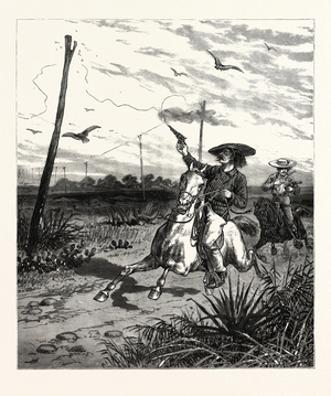 Texas: Cattle Herders Indulging in Revolver Practice on Telegraph Insulators