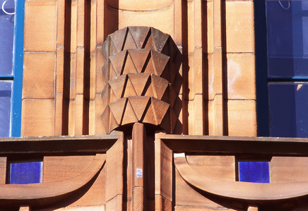 Detail of Ardornment on the south facing elevation of Scotland Street school designed by Charles Rennie Mackintosh (photo)