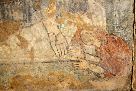 Christ Blessing with Magdalene at his feet, detail, 11th-12th century (fresco)