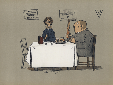 Letter V, Voluptuous Vegetarian's Vacuum Visibly Vanishing (colour litho)