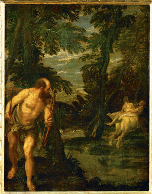 Hercules, Dejaneira, and the centaur Nessus (painting on canvas)
