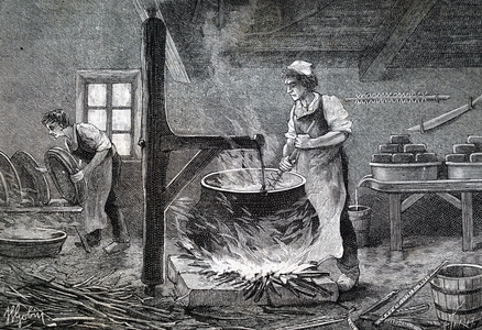 A French cheese factory in Gruyere France