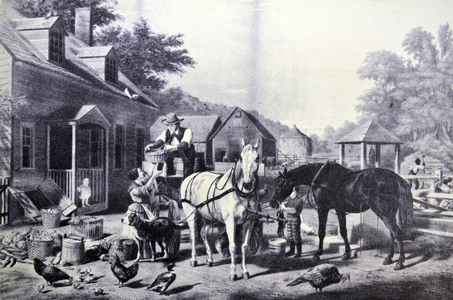 Currier & Ives Illustration 19th Century. Preparing for Market