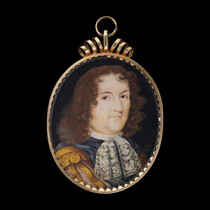 A portrait miniature of an unknown Gentleman, 1664 (w/c on vellum)