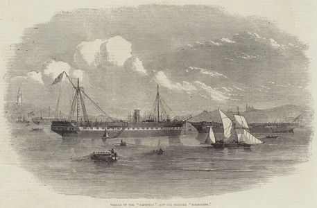 Wrecks of the "Caduceus" and the Steamer "Melbourne" (engraving)