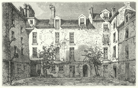 Home of French playwright Jean Racine on the Rue du Marais in Paris (engraving)