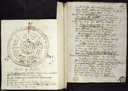 Part of the final lines of Achilles' lament for his friend Patroclus in Book XIX of the Iliad; with Pope's attempt to envisage the shield forged by Hephaestus for Achilles