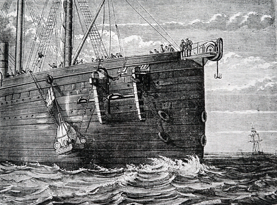 The 'Great eastern' steamship used to lift the Atlantic telegraph cable, 1866