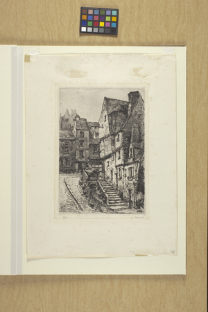 Lemans, La Place De L' Hopital (etching and drypoint)