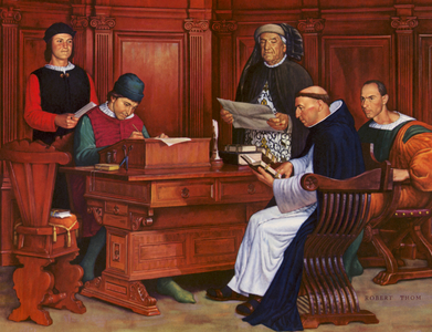 The First Official Pharmacopoeia 1498 AD (colour litho)