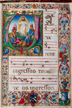 Piccolomini Library: choir book,  cod.  29.13, ff. 30r with “Transfiguration”, by  Florentine illuminator.