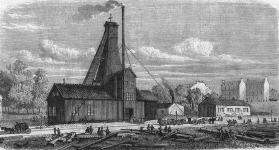 the water sinking pit in the Passy quarter in Paris (built in 1855-1861 by engineer Charles Gosshelf Kind), drawing by Gagniet