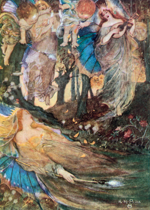 Titania Sleeps. A Midsummer Night's Dream – Act II, Scene 2 (colour litho)