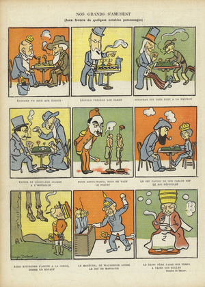 Favourite games of great men, illustration for Le Rire (colour litho)