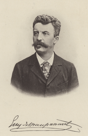 Guy de Maupassant, French short story writer and novelist (b/w photo)