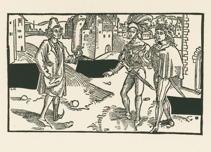 Davus, Pamphilus and Charinus, c.1492-93 (woodcut)